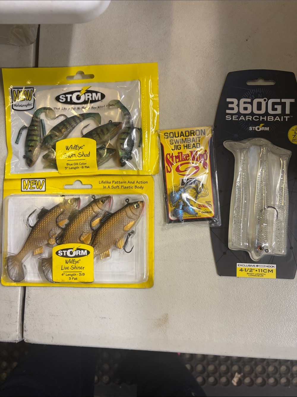 Storm fishing lures and Strike King jig head